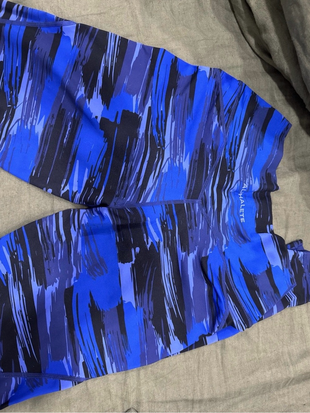 Alphalete Blue & Black Brushstroke Kids Leggings